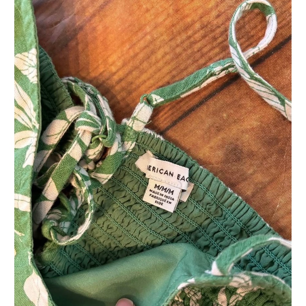 American Eagle Green Floral Tropical Corset Back Cut Out Midi Dress Medium - Picture 8 of 10